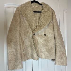 Cream Button Up Sherpa Jacket